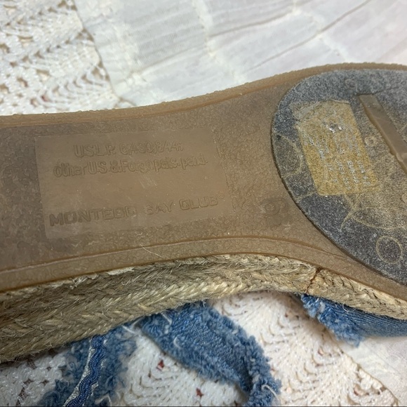 MONTEGO Bay Club Distressed Embroidered Floral Jeans Wedge Ankle Espadrilles 6.5 - Picture 11 of 12